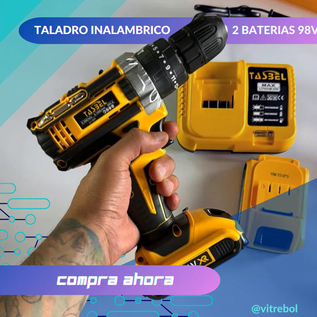 Taladro Tasbel Original - Compra hoy y recibe otra batería gratis